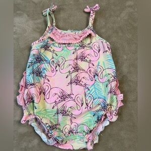 RuffleButts Flamingo Ruffle Sunsuit Pink Size 3 - 6 month